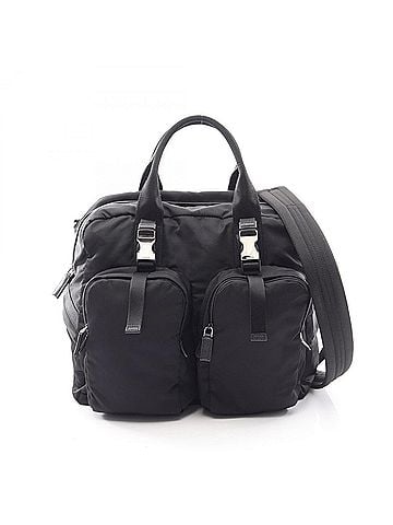 Prada Prada PRADA 2-way Boston bag/handbag, nylon and Saffiano leather, women's, black. (view 1)