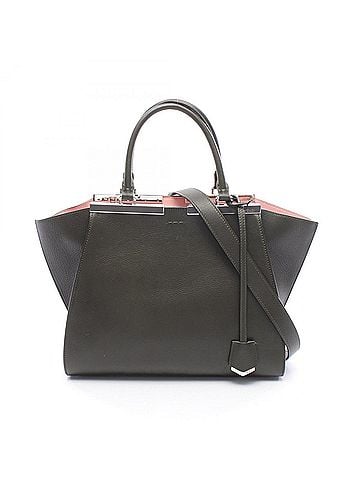 Fendi Fendi Trois Jours 2-Way Handbag, Leather, Women's, Khaki/Pink (view 1)
