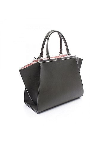 Fendi Fendi Trois Jours 2-Way Handbag, Leather, Women's, Khaki/Pink (view 2)