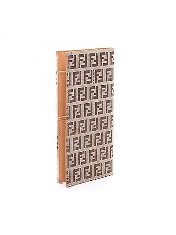 Fendi Fendi Zucchino Bi-fold Long Wallet, Canvas and Leather, Women's, Beige/Brown (view 2)