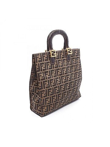 Fendi Fendi Zucca Tote Bag Handbag, Canvas and Leather, Women's, Brown (view 2)