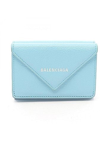 Balenciaga Balenciaga Paper Mini Wallet, Tri-fold Leather, Women's, Blue, 391446 (view 1)