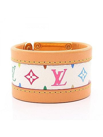 Louis Vuitton Louis Vuitton LOUIS VUITTON Bracelet Cellule Monogram Multicolor Blanc Accessory Leather Women's Beige White (view 2)