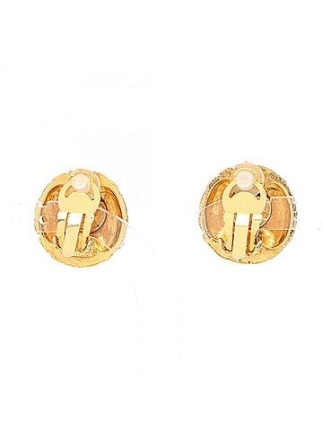 Chanel Chanel Matelassé Circle Earrings, Gold Plated (GP) Rhinestone Women's, Tone, Clear Tone (view 2)