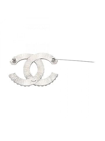 Chanel Chanel Coco Mark Brooch Accessory, Stainless Steel with Rhinestones, Women's, Silver/Clear Tone, F20V (view 2)