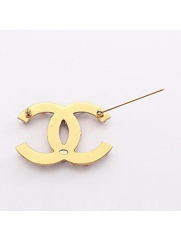 Chanel Chanel Coco Mark Brooch Accessory, Gold Plated (GP), Colored Stones, Women's, Tone, Multicolor (view 2)