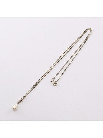 Chanel Chanel Coco Mark Swing Necklace, Gold Plated (GP), Faux Pearl, Women's, Gold/White Tones (view 2)