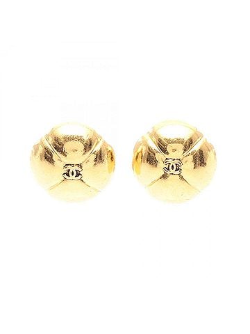 Chanel Chanel Coco Mark Clover Earrings, Gold Plated (GP), Women's, Tone (view 1)