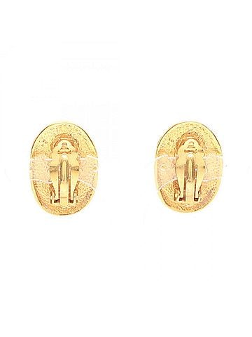 Chanel Chanel Coco Mark Oval Plate Earrings, Gold Plated Jewelry, Women's, Tone (view 2)