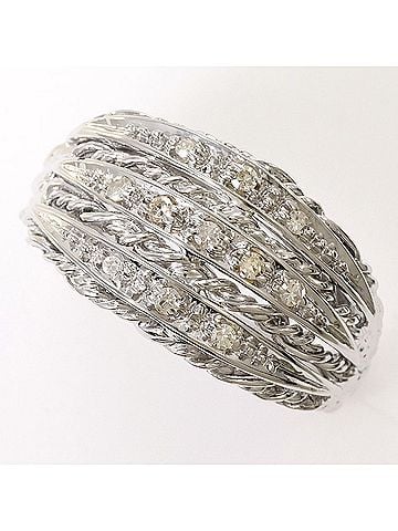 Unbranded 18K (18-karat white gold) ring with 1 diamond (carat mark not stamped), total weight 4.4g, jewelry. (view 1)
