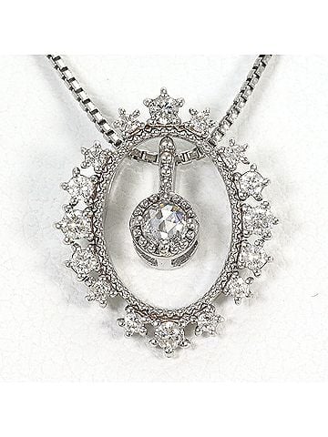 Unbranded 18K (18-karat white gold) necklace with 0.05ct and 0.13ct diamonds, total weight 2.8g, 45cm length, jewelry. (view 1)