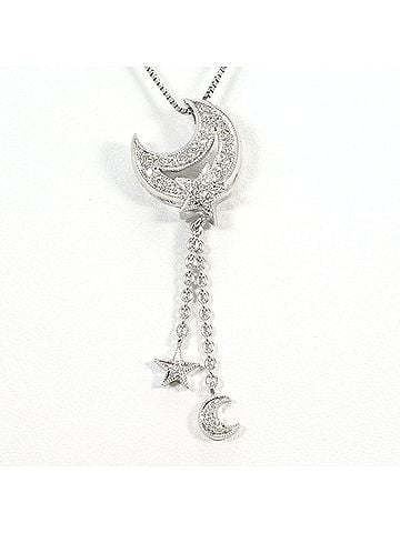 Unbranded 18K (18-karat white gold) necklace with 0.16ct diamond, total weight 6.8g, 45cm length. Jewelry. (view 1)