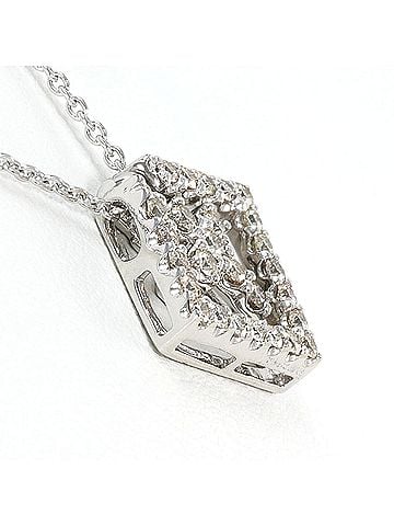 Unbranded 18K (18-karat white gold) necklace with 0.28ct diamond, card design, total weight 3.3g, 45cm length, jewelry. (view 2)