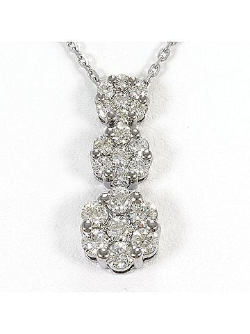Unbranded 18K (18-karat white gold) necklace with 1.50ct diamond, card design, total weight 7.5g, 42cm length, jewelry. (view 1)