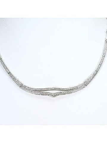 Unbranded 18K (18-karat white gold) necklace with a 1.00 ct diamond, card included, total weight 20.8g, 43cm length, jewelry. (view 1)