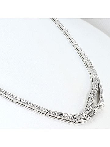 Unbranded 18K (18-karat white gold) necklace with a 1.00 ct diamond, card included, total weight 20.8g, 43cm length, jewelry. (view 2)