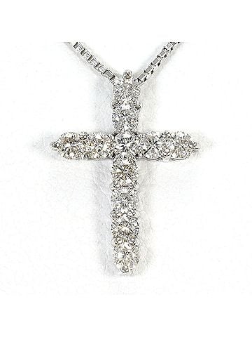 Unbranded 18K (18-karat white gold) necklace with 0.50ct diamond, card design, total weight 2.7g, 45cm length, jewelry. (view 1)