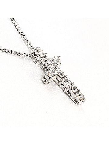 Unbranded 18K (18-karat white gold) necklace with 0.50ct diamond, card design, total weight 2.7g, 45cm length, jewelry. (view 2)