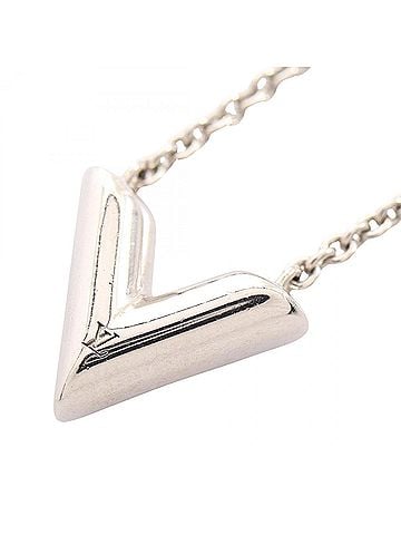 Louis Vuitton Louis Vuitton Essential V Necklace, Stainless Steel, Women's, Silver Tone, M63197 (view 1)
