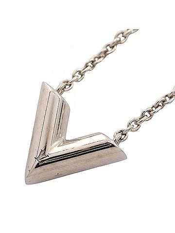 Louis Vuitton Louis Vuitton Essential V Necklace, Stainless Steel, Women's, Silver Tone, M63197 (view 1)