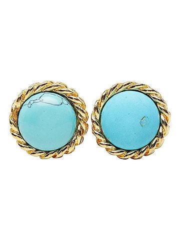 Chanel Chanel Vintage Round Earrings, Blue Gold Plated, Women's. (view 2)