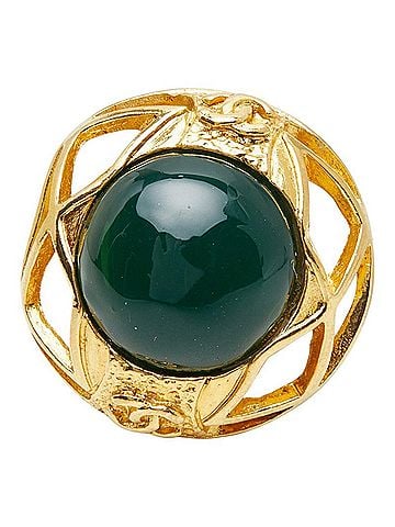 Chanel Chanel Coco Mark Gripoix Vintage Round Single Earring, Green Gold Plated Glass, Women's CHANEL (view 1)