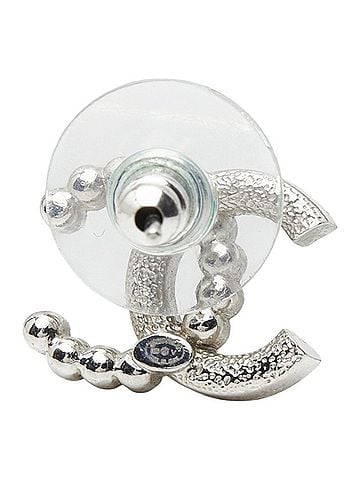 Chanel Chanel Coco Mark Single Stud Earring, B25V Stamped, Silver, Metal Rhinestone, Faux Pearl, Women's CHANEL (view 2)