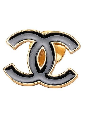 Chanel Chanel Coco Mark Brooch Pin Pins 02A Gold Black Plated Women's CHANEL (view 1)
