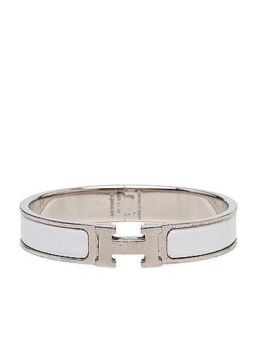 Hermès Hermes Click H GM Bracelet Bangle Silver White Metal Enamel Women's HERMES (view 1)