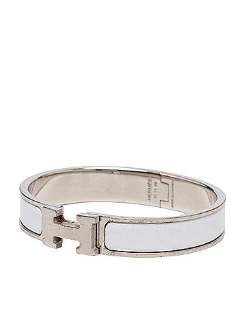 Hermès Hermes Click H GM Bracelet Bangle Silver White Metal Enamel Women's HERMES (view 2)