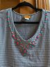Ruby Rd. Stripes White Blue Long Sleeve T-Shirt Size L - photo 5