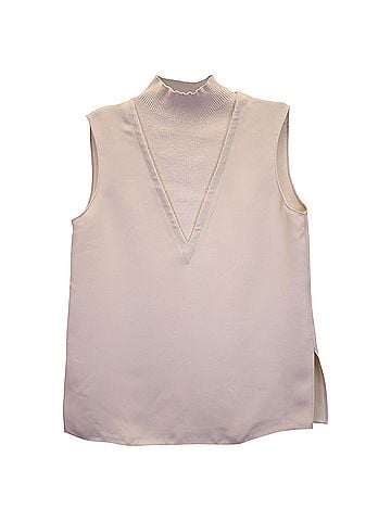 Theory Theory Mock-Neck Sleeveless Top in Cream Polyester (view 1)