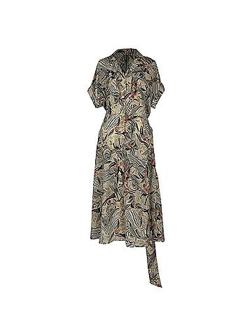 Ralph Lauren Lauren Ralph Lauren Print Belted Midi Shirt Dress in Multicolor Polyester (view 1)