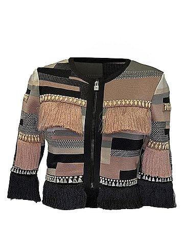 Herve Leger Herve Leger Fringed Striped Evening Jacket in Multicolor Rayon (view 1)