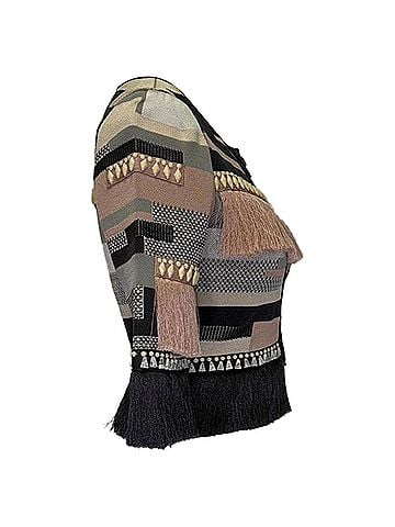Herve Leger Herve Leger Fringed Striped Evening Jacket in Multicolor Rayon (view 2)