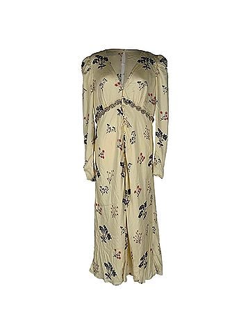 Self-Portrait Self-Portrait Floral-Print Crystal-Embellished Midi Dress in Cream Viscose (view 1)