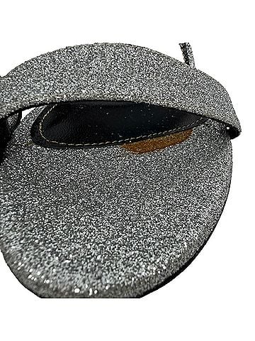 Sergio Rossi Sergio Rossi Glitter Block Heels in Silver Metallic Glitter (view 2)