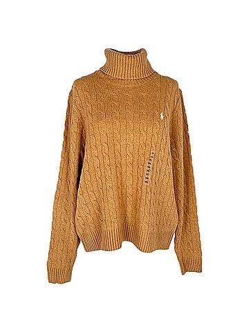 Ralph Lauren Polo Ralph Lauren Cable-Knit Turtleneck Sweater in Tan Wool (view 1)