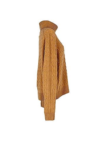 Ralph Lauren Polo Ralph Lauren Cable-Knit Turtleneck Sweater in Tan Wool (view 2)