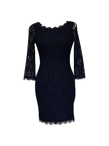 Diane von Furstenberg Diane von Furstenberg Sheath Lace Dress in Navy Blue Rayon (view 1)