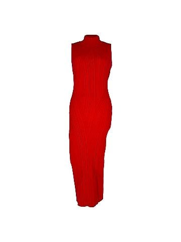 Herve Leger Herve Leger Ribbed-Knit Midi Dress in Red Viscose (view 1)