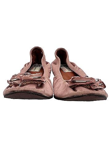 Lanvin Lanvin Embellished Ballet Flats in Pink Satin (view 2)
