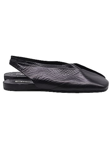 Jil Sander Jil Sander Square-Toe Slingback Flats in Black Leather (view 1)