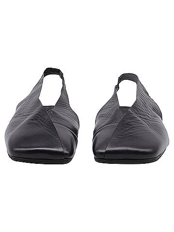 Jil Sander Jil Sander Square-Toe Slingback Flats in Black Leather (view 2)