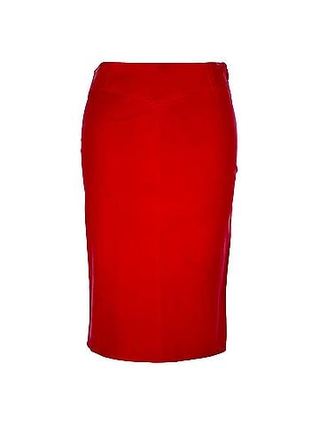 Joseph Joseph Midi Skirt in Red Leather (view 1)