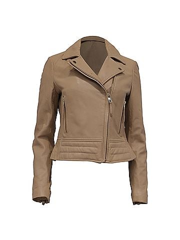 Michael Kors Michael Michael Kors Moto Jacket in Beige Leather (view 1)