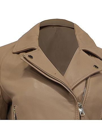 Michael Kors Michael Michael Kors Moto Jacket in Beige Leather (view 2)