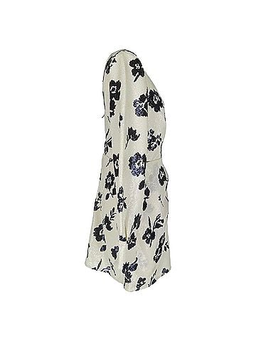 Self-Portrait Self-Portrait Floral Sequined Mini Wrap Dress in Ivory Polyamide (view 2)