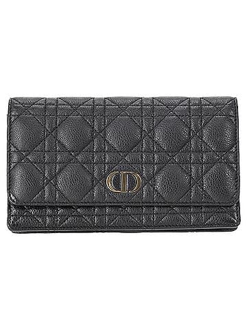 Christian Dior Dior Cannage Caro Belt Pouch with Chain in Black Leather (view 1)