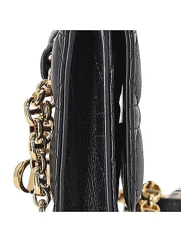 Christian Dior Dior Cannage Caro Belt Pouch with Chain in Black Leather (view 2)
